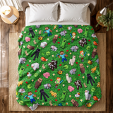 Steve, Alex, Enderman and Overworld Animals Adventure Throw Blanket