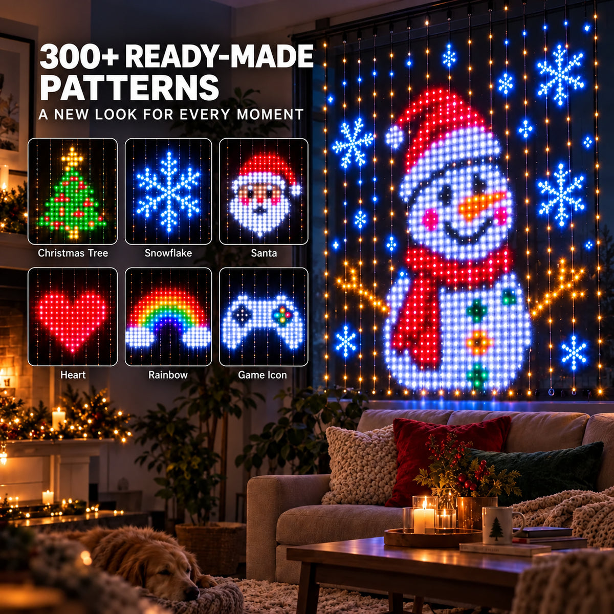 Smart Pixel Christmas Curtain Lights – 400 RGB LEDs, App Control