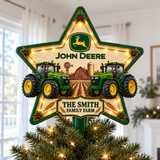 Green Farmhouse Chrismas - Personalized LED Light Tree Topper - Chrismas Gift For Farmers