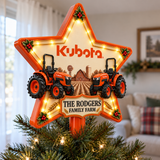 Orange Farmhouse Chrismas - Personalized LED Light Tree Topper - Chrismas Gift For Farmers
