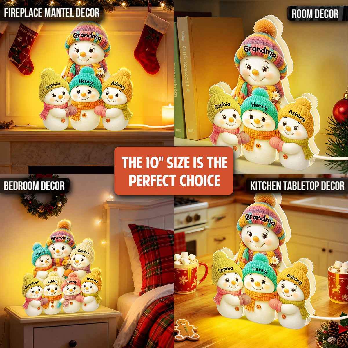 Snowman Grandma & Grandkids Personalized Light Box