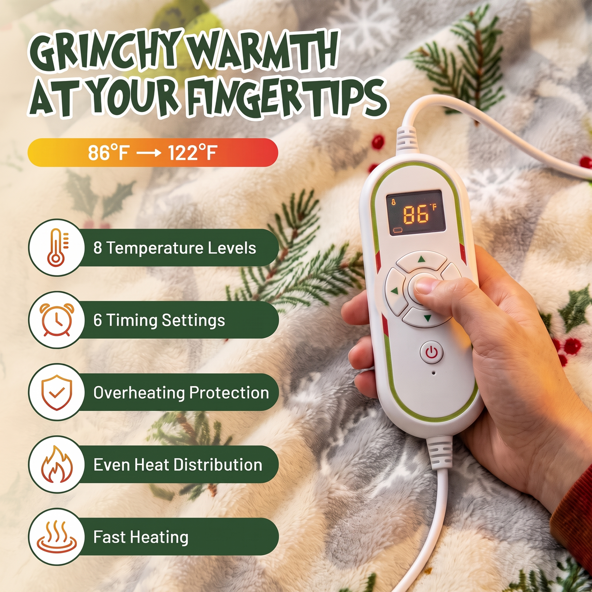 Christmas Grump Heated Hooded Robe – Sherpa Lined