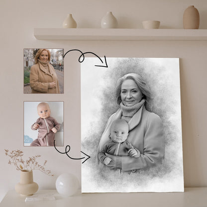 Add Loved One to Photo - Memorial Portrait for Deceased Father Mom - Gift for Loss of Loved One - Remembering Passed Away Loved One