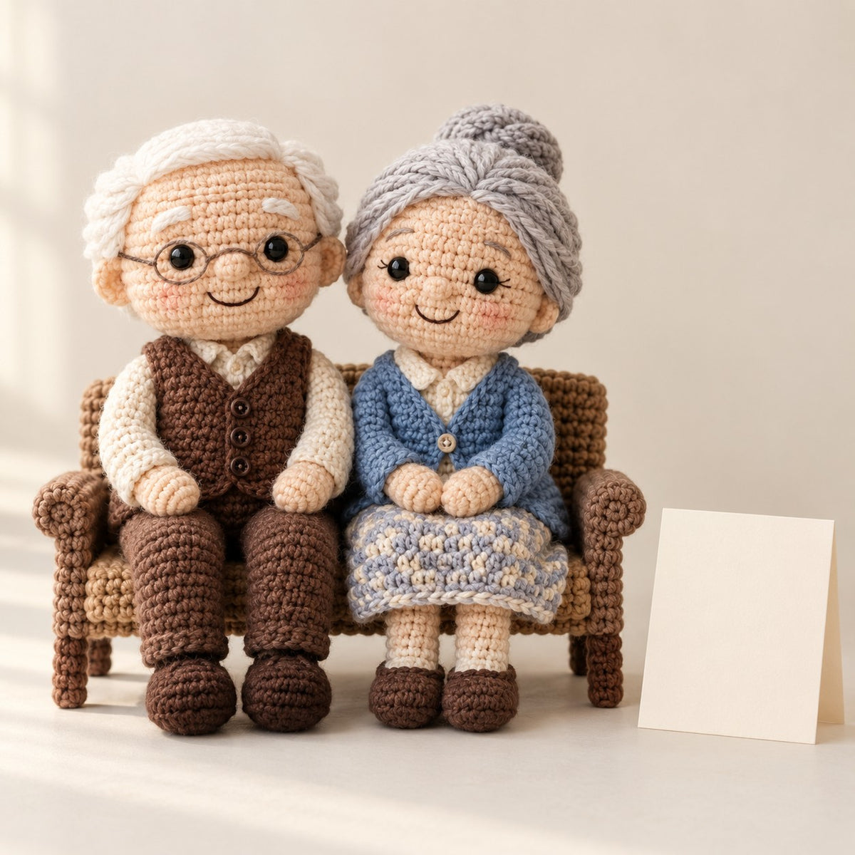 Personalized Memorial Couple Crochet Dolls with In Loving Memory Card