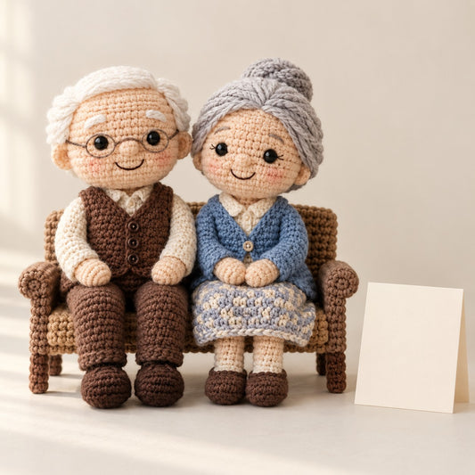 Personalized Memorial Couple Crochet Dolls with In Loving Memory Card