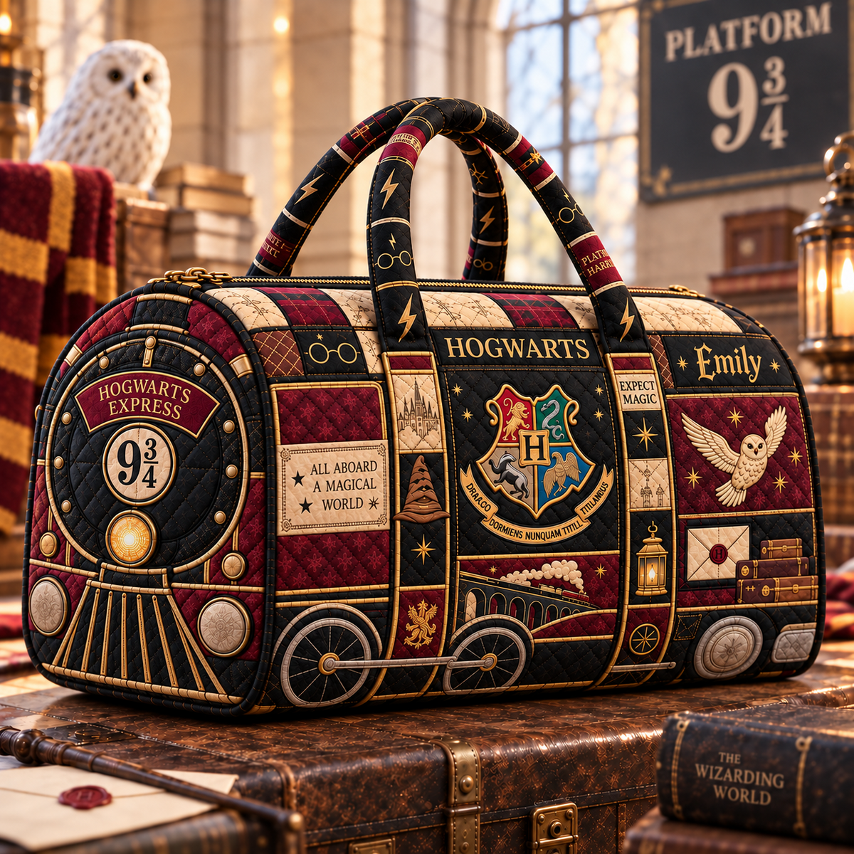 Wizarding Journey Personalized Quilted Duffle Bag