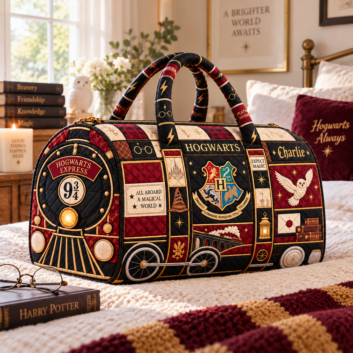 Wizarding Journey Personalized Quilted Duffle Bag