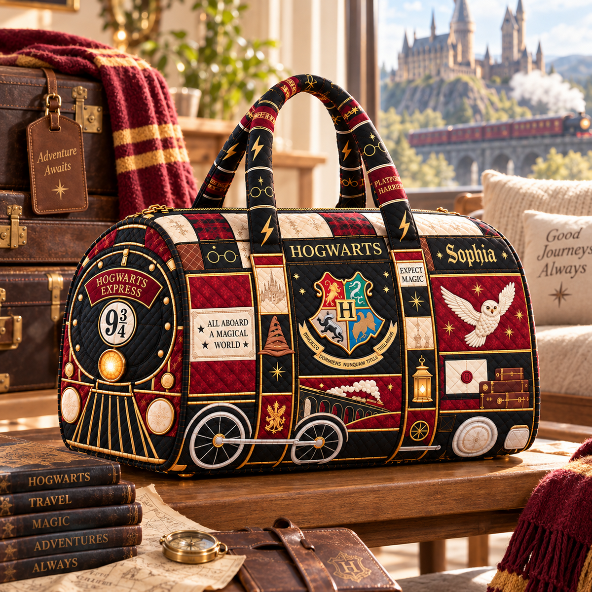 Wizarding Journey Personalized Quilted Duffle Bag