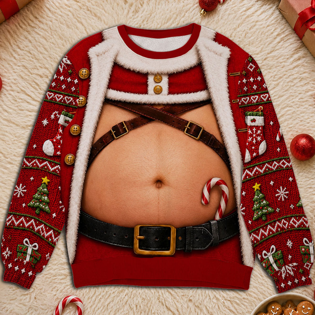 Santa Body Personalized Funny Ugly Christmas Sweatshirt
