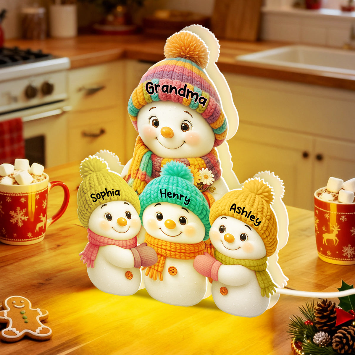 Snowman Grandma & Grandkids Personalized Light Box