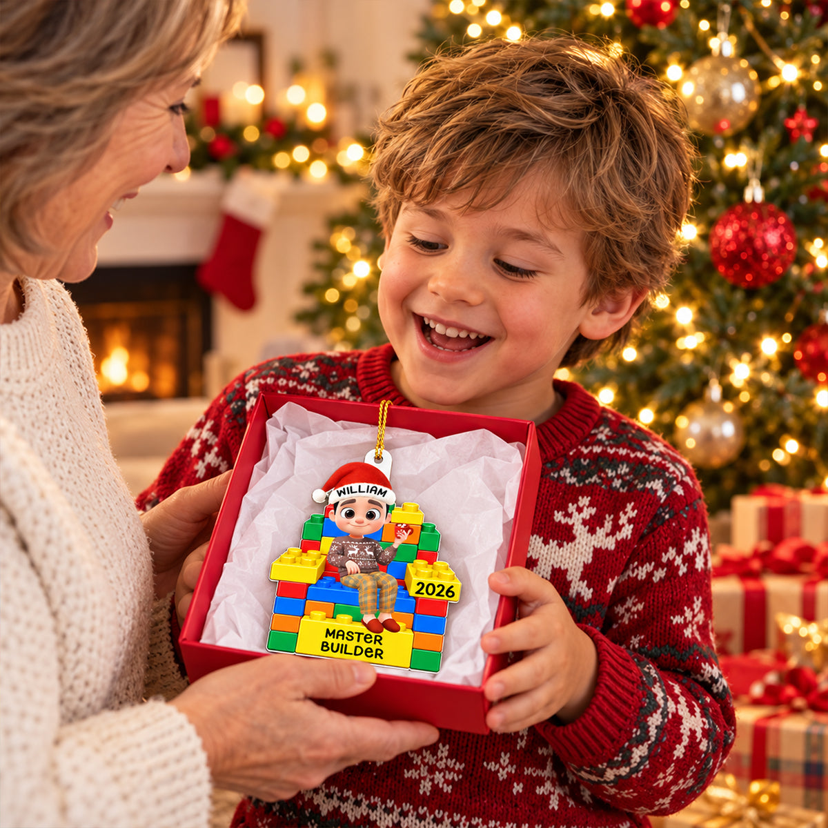 Personalized Family Acrylic Ornament – Building Joy All Season Long