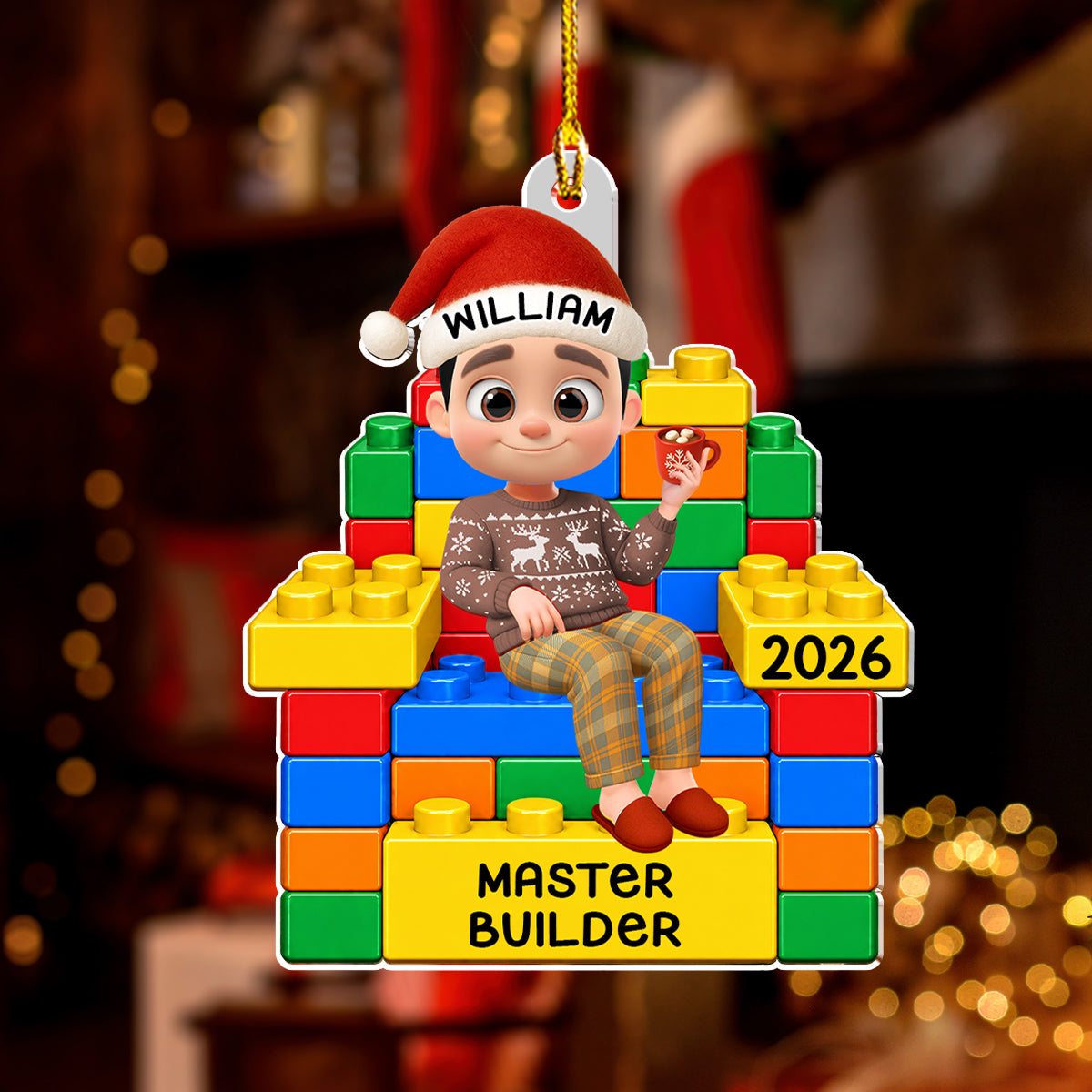 Personalized Family Acrylic Ornament – Building Joy All Season Long