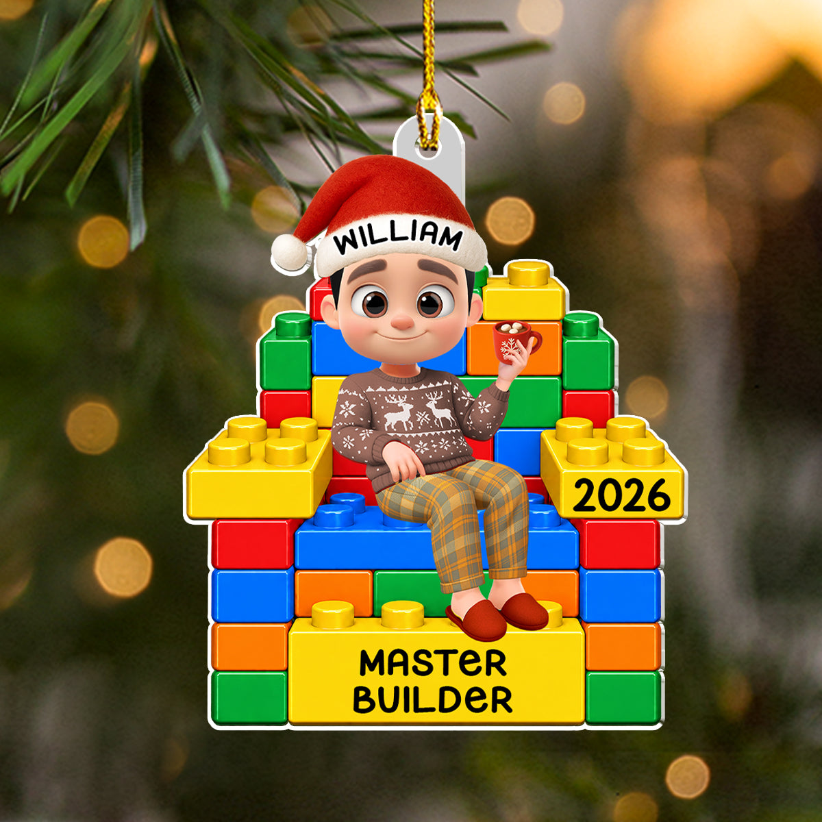 Personalized Family Acrylic Ornament – Building Joy All Season Long